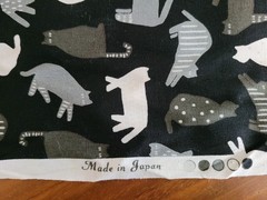 FAT QUARTER 18″x 22″ 100% COTTON Poplin Fabric MADE IN JAPAN Black & White CATS