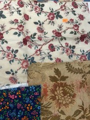 10 Pieces Of French Antique Textiles. Cotton, Linen, Print, Jacquard. Quilting.