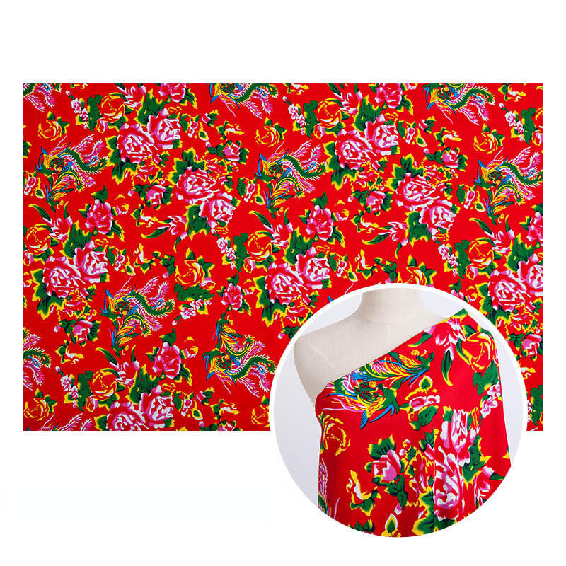 Floral Fabric Peony Pattern Flower Sewing Clothing DIY Crafts By The Metre