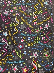 Lot of 3 Yards Happy New Year Cotton Fabric