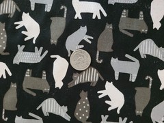 FAT QUARTER 18″x 22″ 100% COTTON Poplin Fabric MADE IN JAPAN Black & White CATS