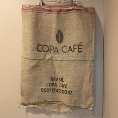 Jute Burlap Coffee Bean Bag Sack Cafes Do Brasil Brazil Vintage Double Sided