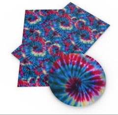 Tie Dye FAUX LEATHER SHEET 8.75″ x 12″ WHOLESALE 1118252 Litchi Hippie 60’s