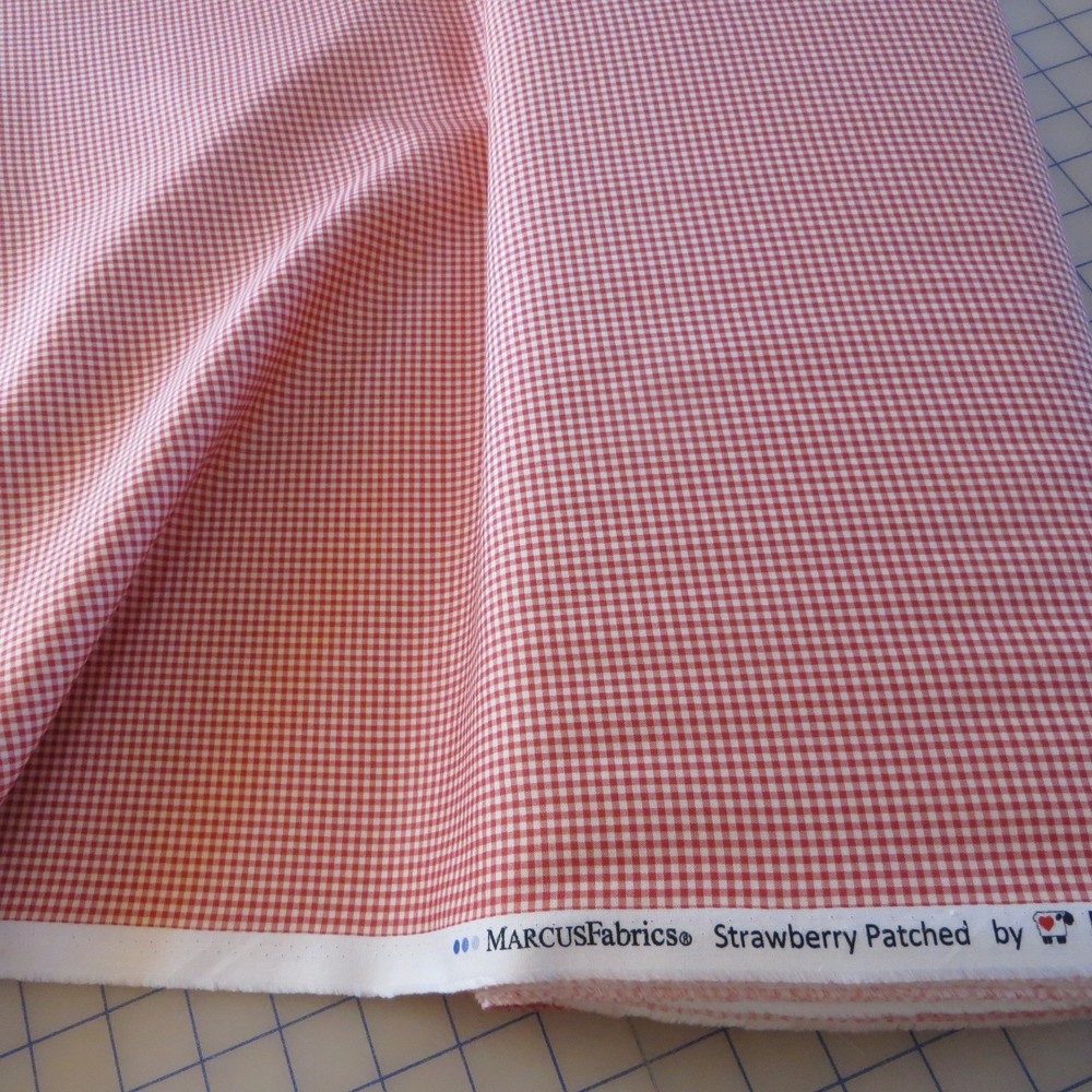 Yard ~ Strawberry Patched Tiny Red Check by Marcus $3.99 Ships ANY Amount Fabric