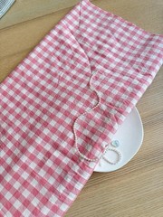 4.5 yds (20” width) pink plaid soft cotton fabric DIY bedding 260406 A04