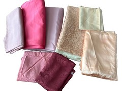 Vtg Silk Satin Fabric Lot Pink Craft Remnant Sew Material Damask Moire 5.5 Lbs