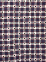 Red Tan Blue Star Fabric Cotton Unknown Brand 44″W 2+ Yards