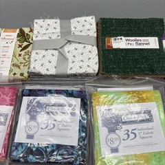 Lot Of (11) Charm Fabric 5” Bundles Mix Of 24, 35, 42 Pcs Per Bundle