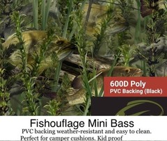Waterproof Fishouflage Bass Print PVC Backing Outdoor Fabric New 6 Yard Piece