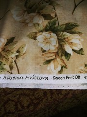 6 Yards Cotton Fabric Albina Hristova Design Cream & Green Floral Tuscan Garden