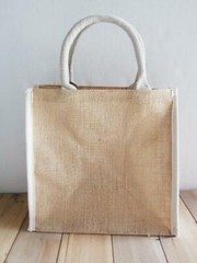Burlap Tote Bag with White Cotton Trim 12″ x 12″ x 7.75″