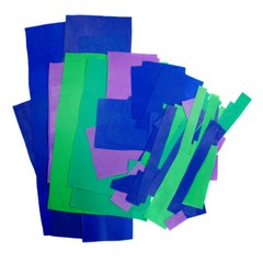 Non-Woven Sewing Fabric Scraps Upcycled Synthetic Material Strips Blue Green Mix