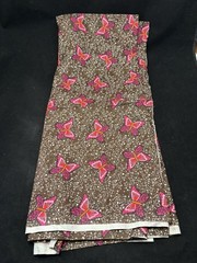 Vtg Pink Butterflies w Brown Hearts Cotton Peace Love General Fabrics 44” x 86”