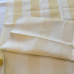 VTG Moire Wood Grain & Striped Yellow Fabric Cotton Synthetic Blend 71×48