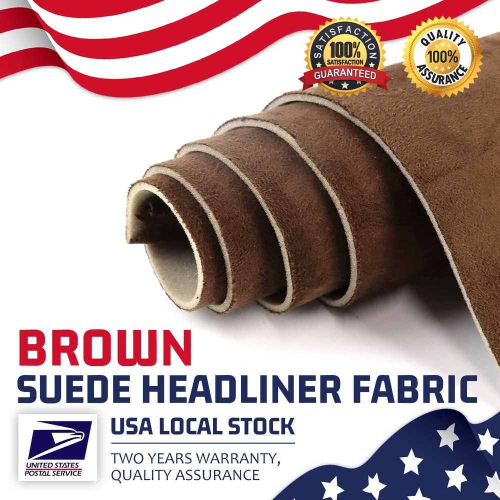 Brown Suede Headliner Fabric w/ Foam Backing Car DIY Replacement 60″x60″