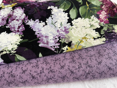 2 Pc Classic Cotton Purple Floral & Lilacs 100% Cotton Over 3 Yds 15 Oz Clean