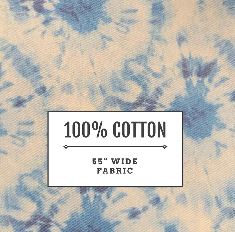 60” Width 100% Cotton Blue Tie Dye Fabric 1 Yard Piece Sewing Quilting