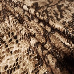 GLOSSY SCALES BROWN TAN SNAKE PYTHON STRETCH SPANDEX FABRIC 58″ BY THE YARD