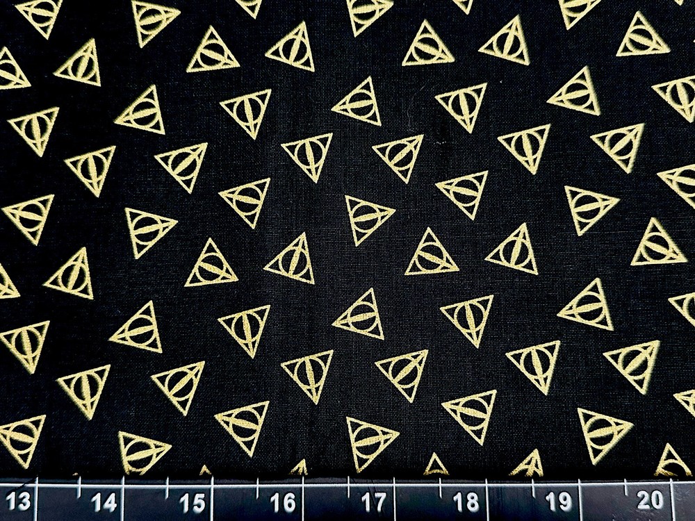 Tina Scrap 9″x21″ Harry Potter Metallic Gold Black Deathly Hallows FABRIC COTTON
