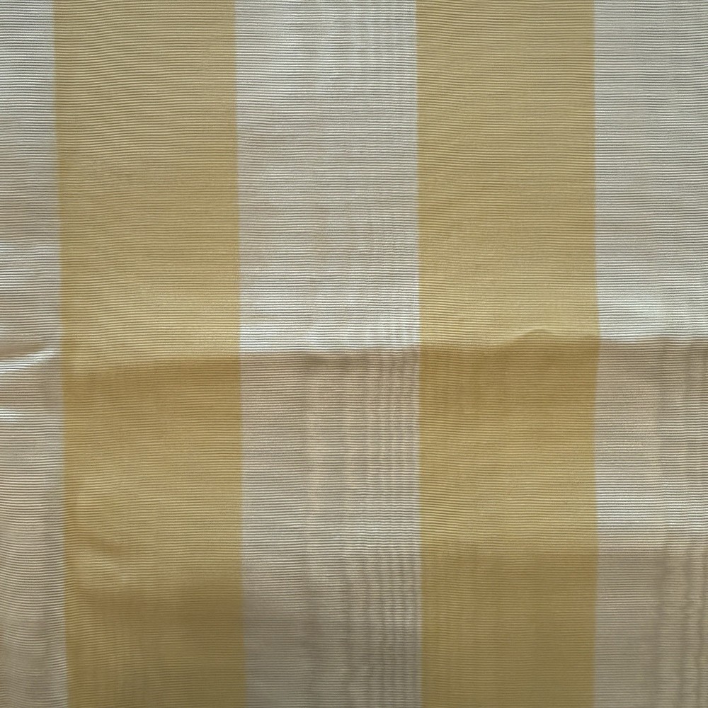 VTG Moire Wood Grain & Striped Yellow Fabric Cotton Synthetic Blend 71×48