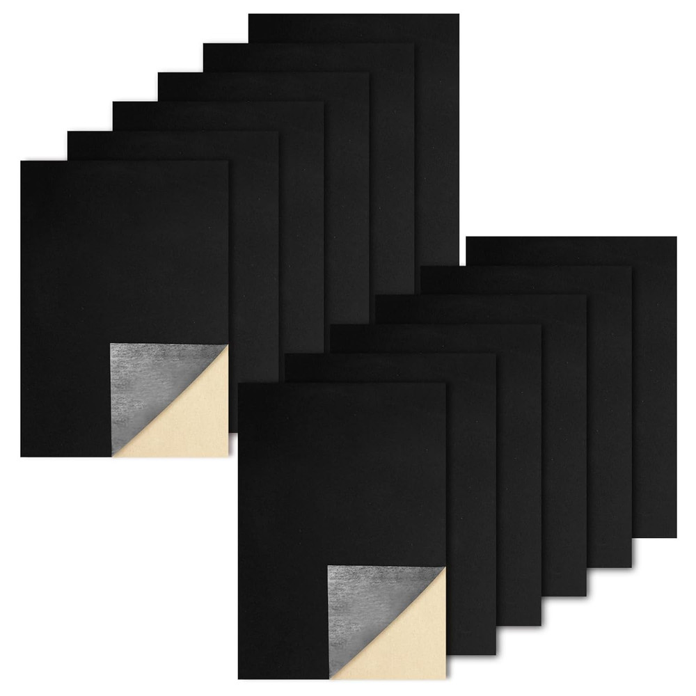 12Pcs Self Adhesive Felt Sheets, Black Felt Sheet with Adhesive Backing, 8×12 in