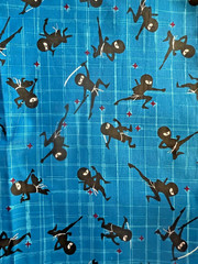 2014 Riley Blake Designs Year of the Ninja Fighters Blue Fabric 2 YD