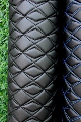 Black Vinyl Grain Quilted Faux Leather Upholstery Fabric| Butterfly 55″ 4mm Foam