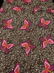 Vtg Pink Butterflies w Brown Hearts Cotton Peace Love General Fabrics 44” x 86”