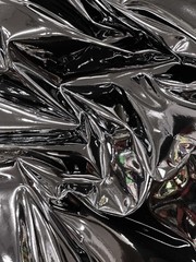 Black 54″ Wide Upholstery Chrome Mirror Reflective Vinyl Fabric By The Yard