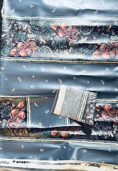 VTG “Wiliamsburg Cherubins “by Waverly Floral Stripe LAMINATED 54” X 18″Remant