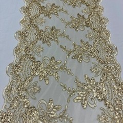 VALENTINA TEXTILE INC Sequin lace Fabric with Embroideries on mesh VT-18