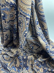 Blue Paisley Viscose Cotton Fabric by the Yard – Soft Flowy Dress Fabric, 150cm