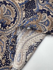 Blue Paisley Viscose Cotton Fabric by the Yard – Soft Flowy Dress Fabric, 150cm