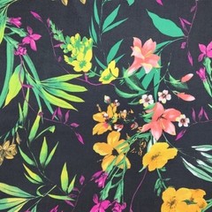 Brushed ITY Tropical Floral Print on Black 60″ Fashion Fabric by the Yard