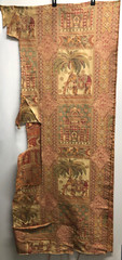 INDIA ASIAN DISCONTINUED ELEPHANT PALM TEMPLE TAPESTRY UPHOLSTERY FABRIC 19″X94+