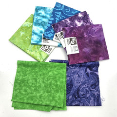 Rich Jewel Tones Batik Fabric Fat Quarters 18″ X 21″ Lot of 7 Made in India