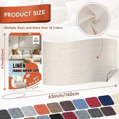 Linen Fabric Repair Tape 4.7×63 Inch, Self Adhesive Couch Patch Repair Fabric…