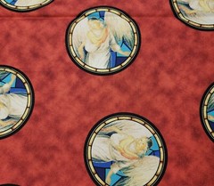 1 yd Away In The Manger Liz Goodrick Dillon VIP Angel Stained Glass Window Red