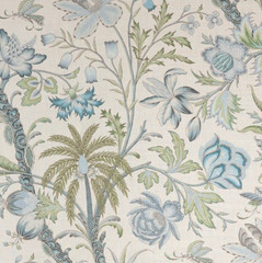 COWTAN & TOUT CURTAIN FABRIC DESIGN Arabella 3.5 METRES SKY/FERN LINEN BLEND