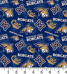 Montana State Cotton Fabric with Tone on Tone Design- SYKEL NCAA Cotton Fabric
