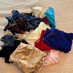 Assorted Fabric Scraps Lot, Multicolor Floral Mixed Material Remnants