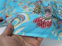 Indian Light Blue Floral Printed Cotton Fabric Beautiful Dressmaking Fabric US