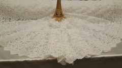White Lace Embroidery Fabric By Yard Guipure Double Scalloped Flowers Floral