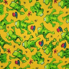 Frogs Gold Childrens Kids Fleece Fabric – 60″ Wide – Sold by The Yard & Bolt