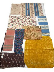 10 Pieces Of French Antique Textiles. Cotton, Linen, Print, Jacquard. Quilting.