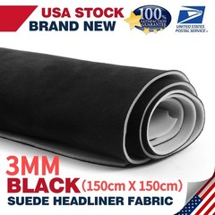New Premium 3MM Black 150cm*150cm Headliner Fabric Foam Backed Upholstery Suede