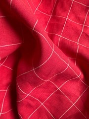 Yarn-Dyed Linen Large Windowpane in Red/White Medium Weight 58” Wide BTY