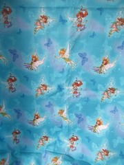Disney ” Fairies On Butterflies” Springs 100% Cotton fabric Blue Multi SBTY