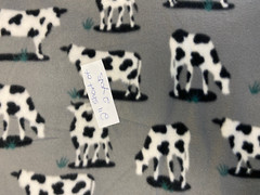 Fleece Fabric Cows on Grey Background 1 Yd 34 inches NEW