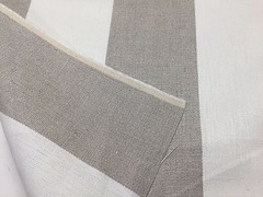 BALLARD DESIGNS SUZANNE KASLER LINEN FLAX BLANC STRIPE 13oz FABRIC BY YARD 56″W